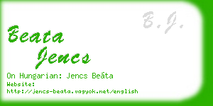 beata jencs business card